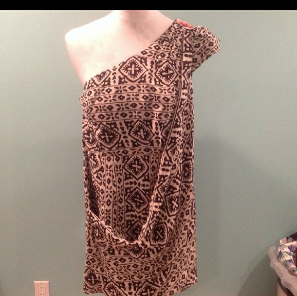 One shoulder 100% silk Nanette Lepore dress